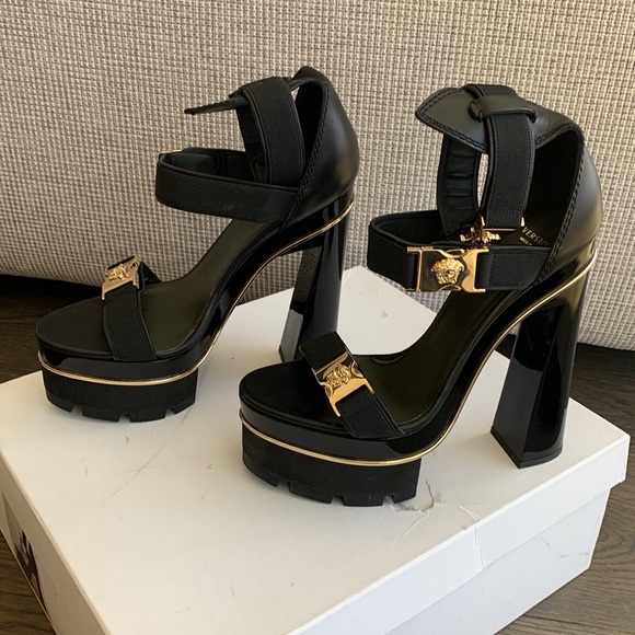 Versace Gold Medusa Head Platform Sandal 38 - Picture 2 of 8